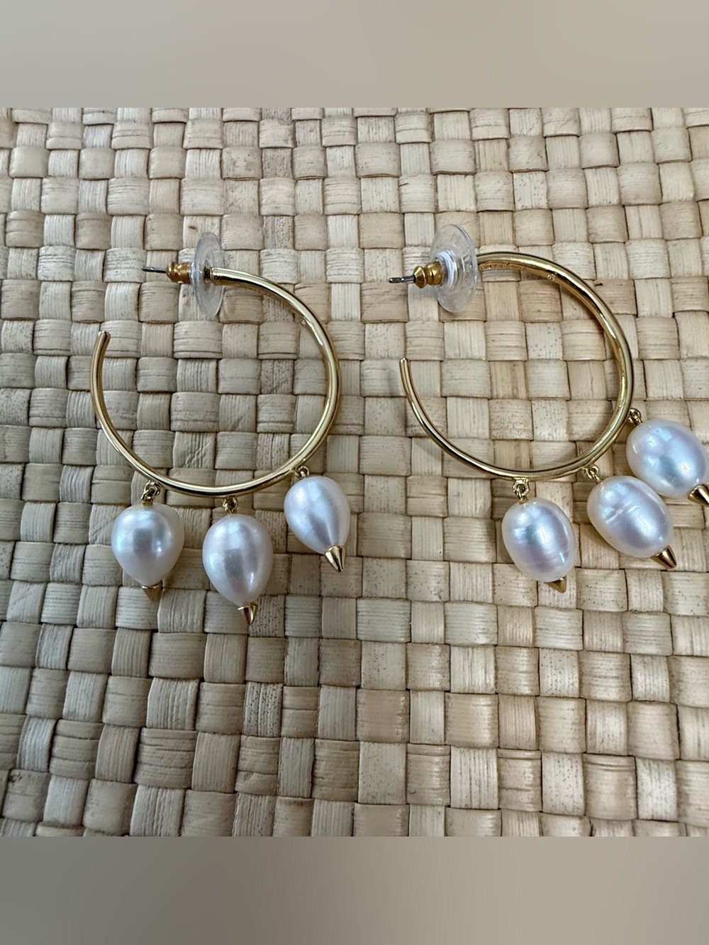 Rebecca Minkoff Gold Hoop Earrings with Freshwater pearls